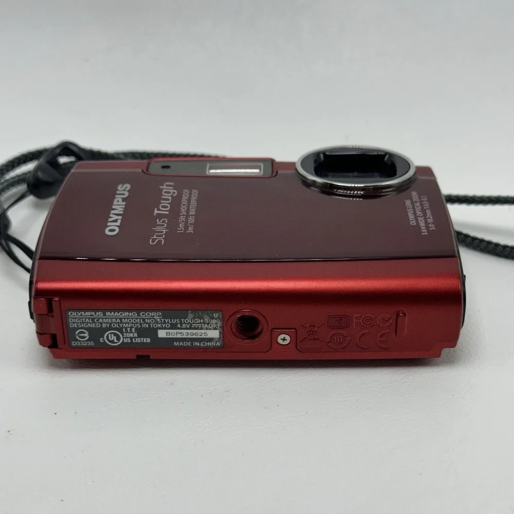Olympus Stylus Tough 3000 12MP Red Waterproof Camera Bundle w/Case Battery Float